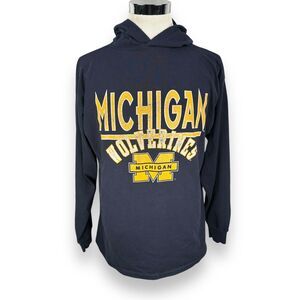 Vintage Champion Michigan Wolverines Hoodie Mens Large Blue USA 80s 90s Pullover